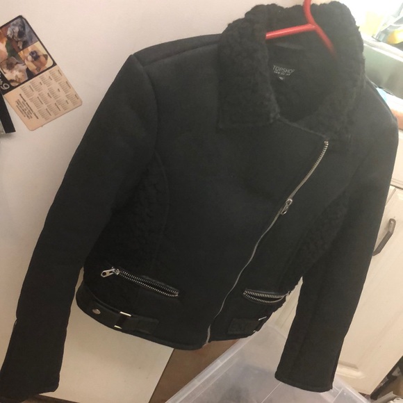 Topshop us6 eur38 uk10 black side zipper jacket - Picture 1 of 2
